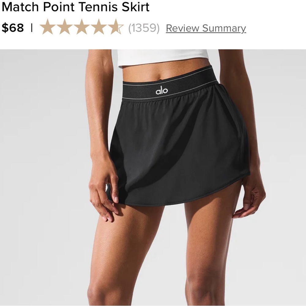 ALO Yoga Black Match Point Tennis Skirt
